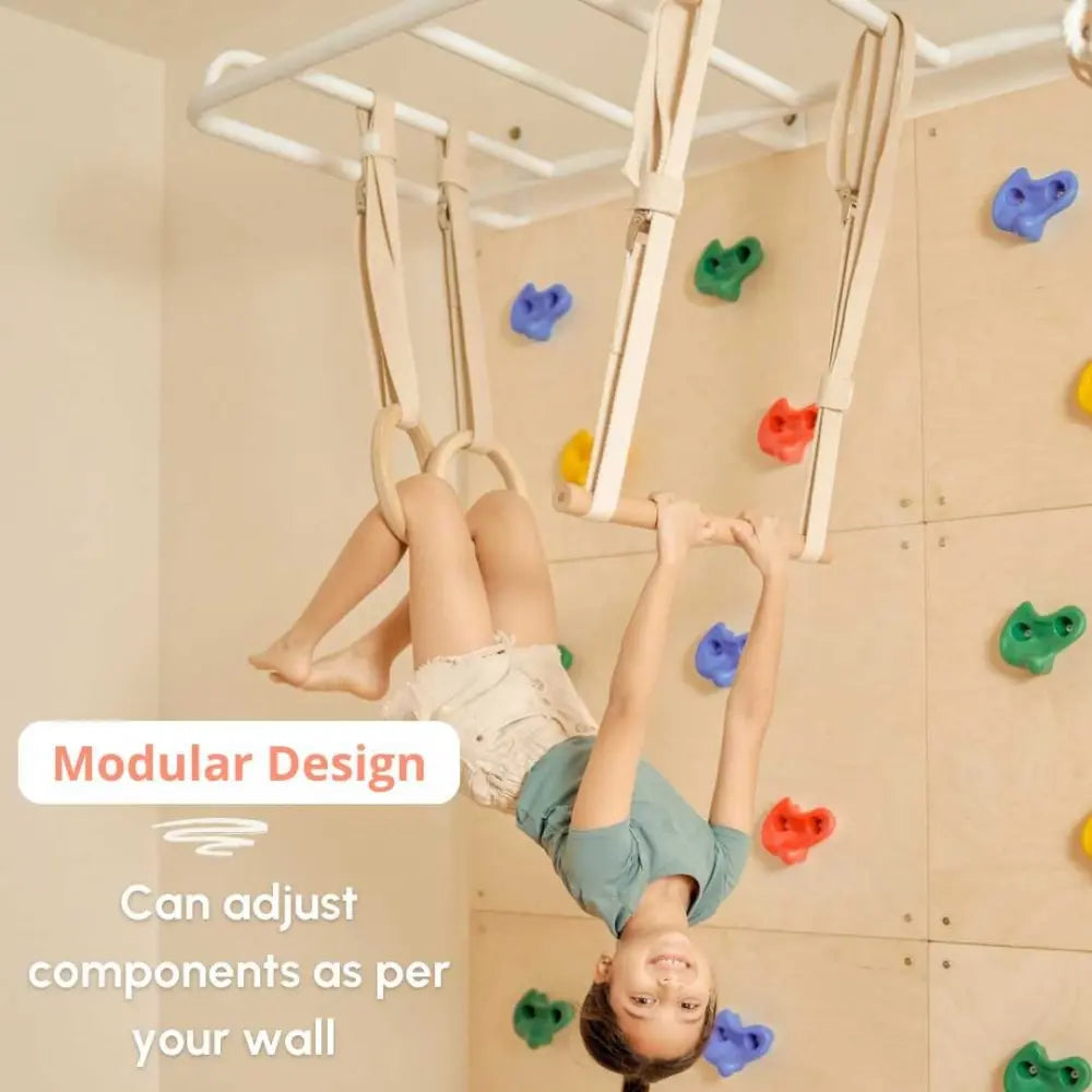 Curious Cub Ultimate Jungle Gym 1 | 5 Components - Monkey Bar, Rock Climbing Panels, Wobble Ladder, Gymnastic Rings, Swing | Ages 4-15 Years