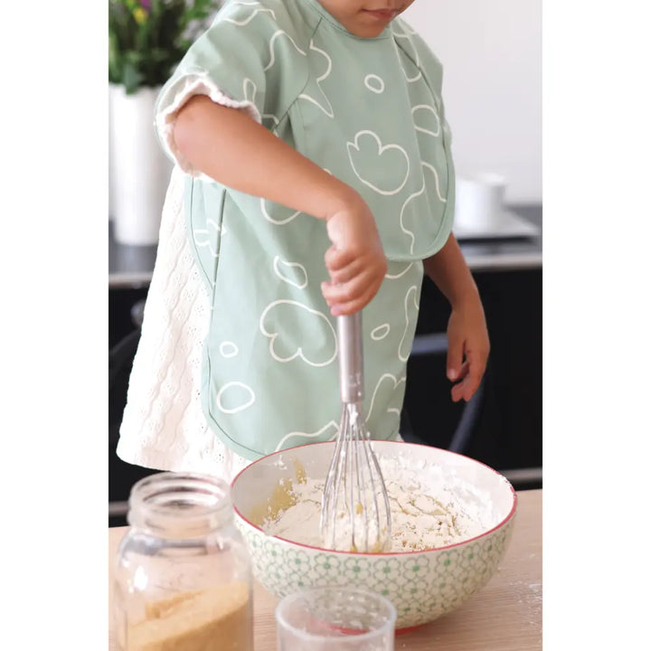 Beaba 2-in-1 Waterproof Bib with Detachable Sleeves, Foldable Food Catcher Pocket, Adjustable Snap Fit &amp; Elastic Cuffs, Soft &amp; Easy-Clean Bib for Feeding &amp; Activities, 4M+