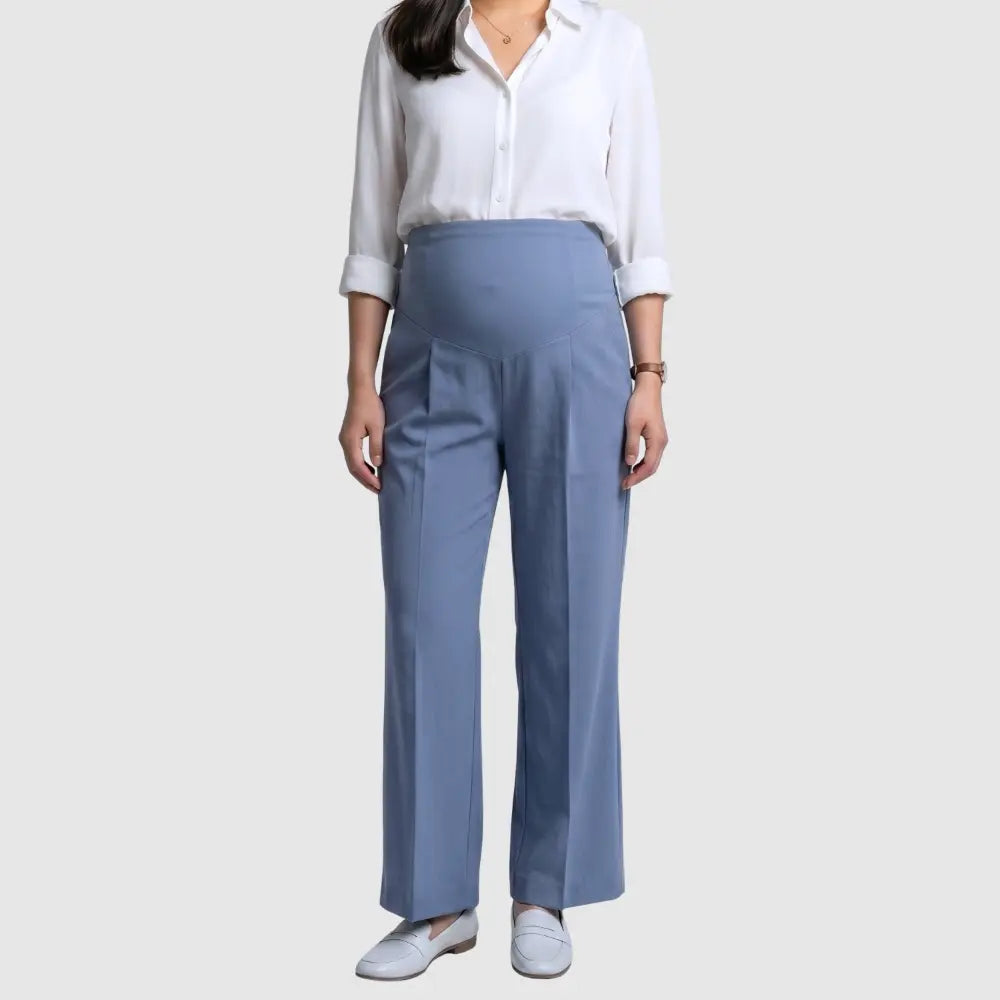 SOL MAMA Over Bump Wide Leg Trousers - Sky Blue