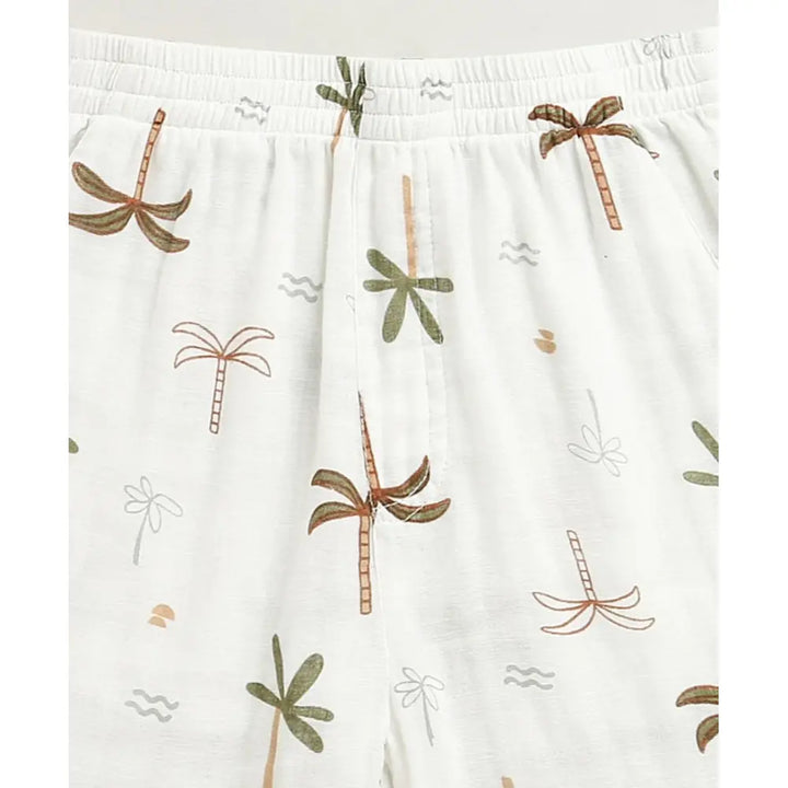 Sweetlime By AS Tropical Breeze Cotton Co-ord Set - White(Double Cloth)