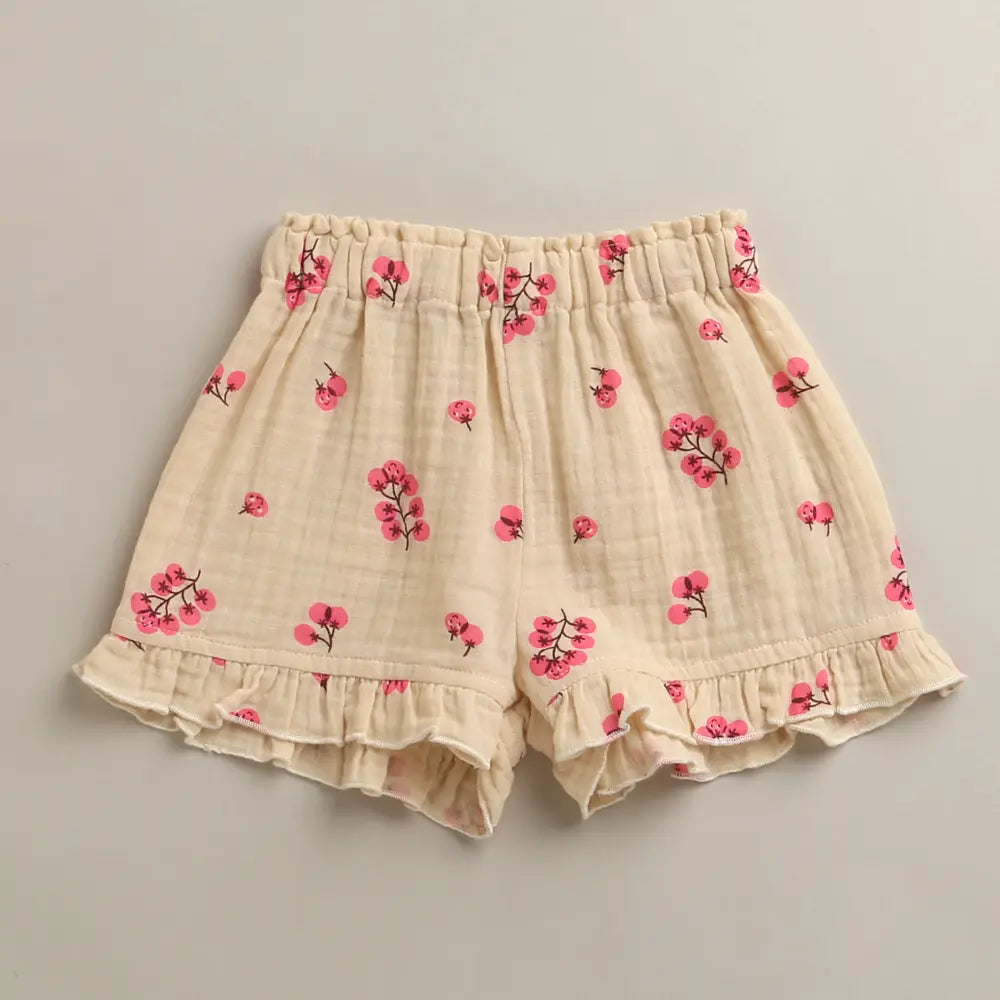 Sweetlime By As Cherry Kiss Cotton Ruffle Summer Co-ord Set