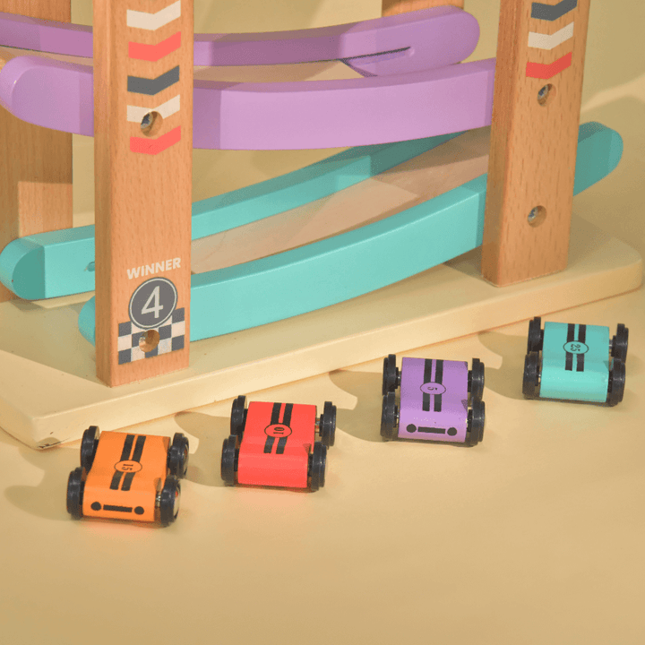 Playbox Speedy Wheels Wooden Car Race Toy Track Set