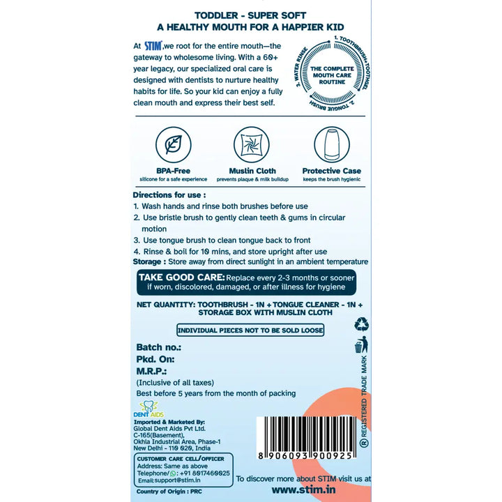 STIM Junior Toddler Kit | Silicone Mouth Brush | 6-24 Months