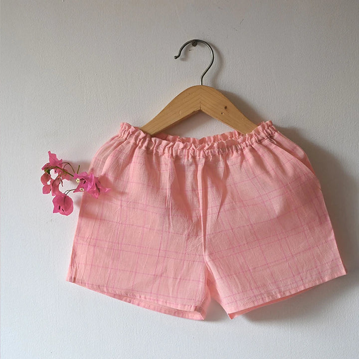 Love The World Today ‘Sleepover Party’ Kurta and Shorts Co-ord Set - Pink Checks