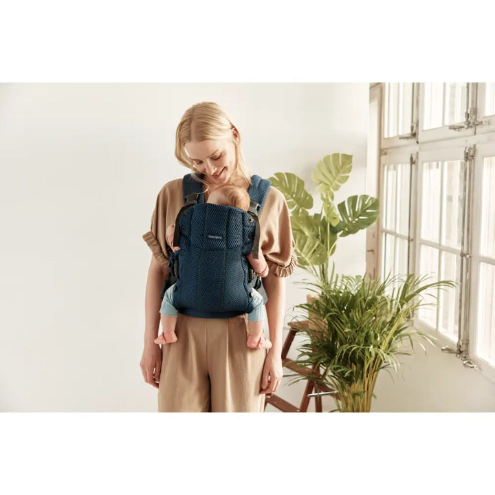 BabyBjorn Baby Harmony Carrier, 3D Mesh, Lightweight, Soft &amp; Breathable Newborn to Toddler Carrier, Adjustable Waistbelt &amp; Cross Straps, 4 Carry Positions, Birth - 3 Years (3-15Kgs) - Navy