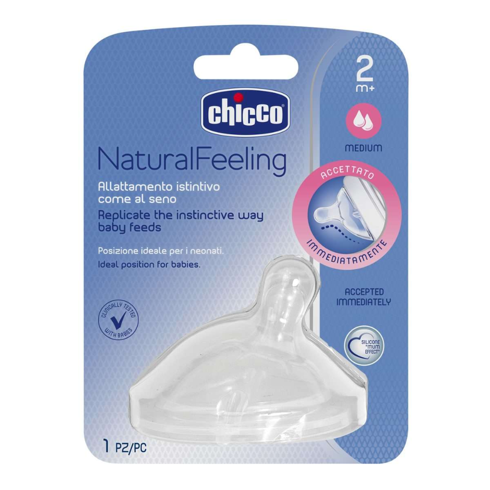 Chicco Teat Natural Feeling 2M+ - Medium Flow
