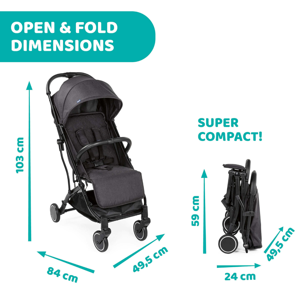 Chicco Trolleyme Stroller Stone - Black