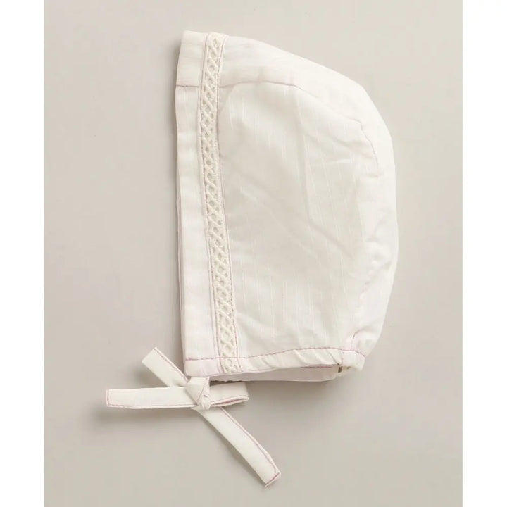 Sweetlime By As Organic Cotton Classic Charm Bib &amp; Bonnet- White - 0-12M