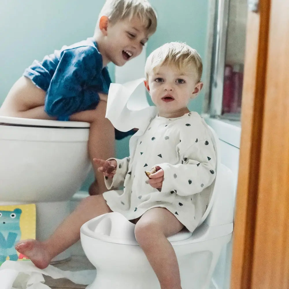 Nuby My Real Potty Training Toilet with Life-Like Flush Button &amp; Sound for Toddlers &amp; Kids, White