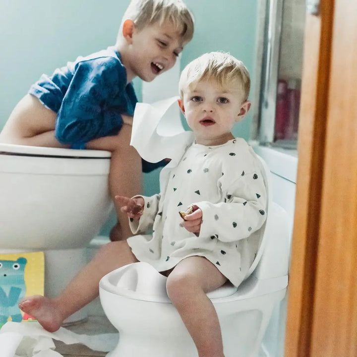 Nuby My Real Potty Training Toilet with Life-Like Flush Button &amp; Sound for Toddlers &amp; Kids, White
