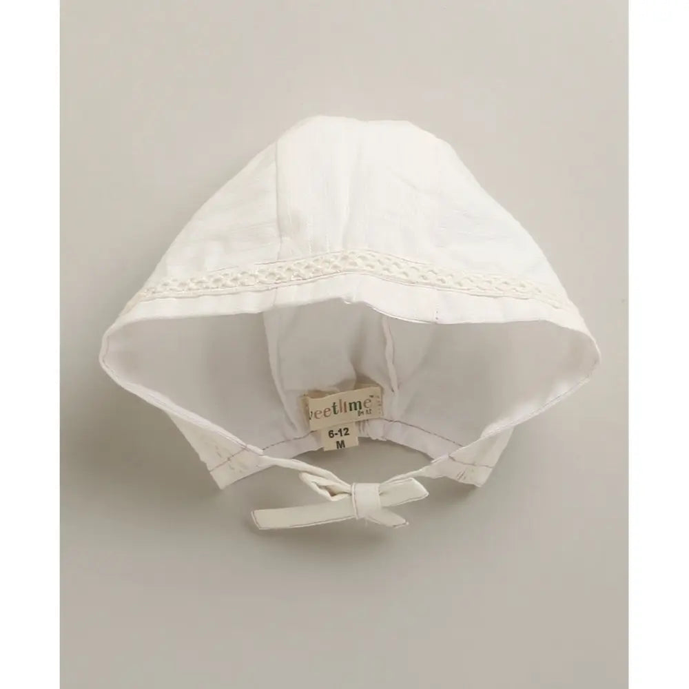 Sweetlime By As Organic Cotton Classic Charm Bib &amp; Bonnet- White - 0-12M