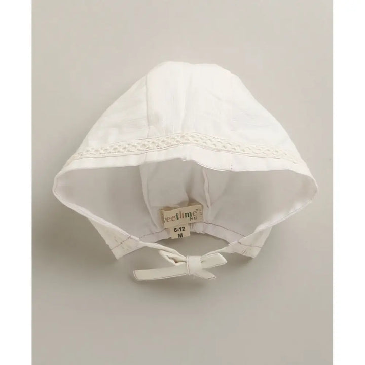 Sweetlime By As Organic Cotton Classic Charm Bib &amp; Bonnet- White - 0-12M