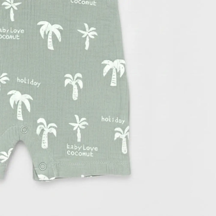 Pattuti Tropical Palm Polo Romper For Baby Boys | Sustainable Cotton Casual Romper Outfit | Comfortable Summer Wear For Kids
