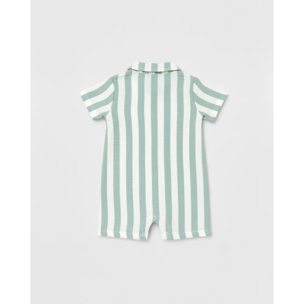Pattuti Stripe Baby Romper | Sustainable Cotton Romper For Baby Boys &amp; Girls | Soft Breathable Newborn Summer Wear Outfit