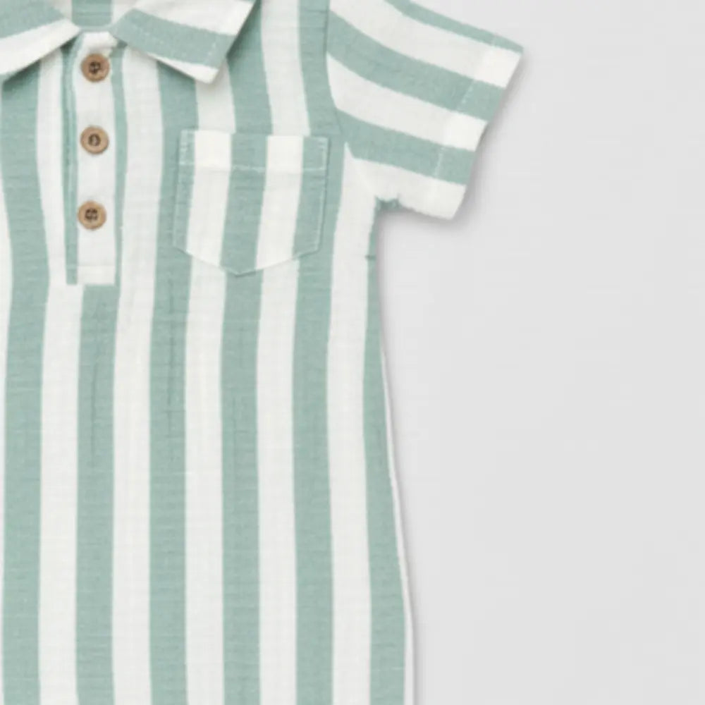 Pattuti Stripe Baby Romper | Sustainable Cotton Romper For Baby Boys &amp; Girls | Soft Breathable Newborn Summer Wear Outfit