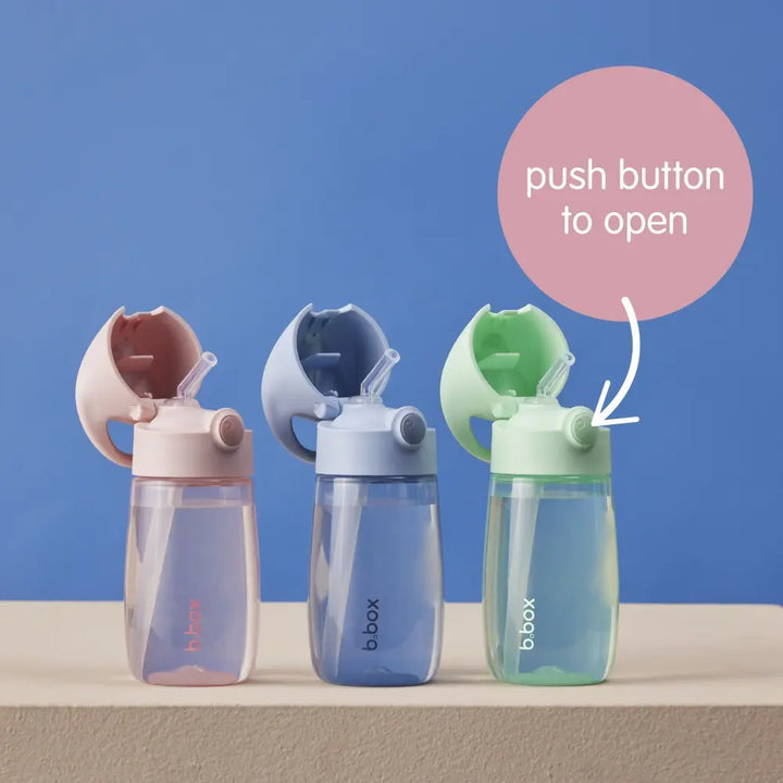 B.Box Straw Drink Bottle Junior 380mL Leakproof &amp; Easy Carry Bottle for Toddlers &amp; Pre-schoolers - Free-Flowing - Spearmint Green