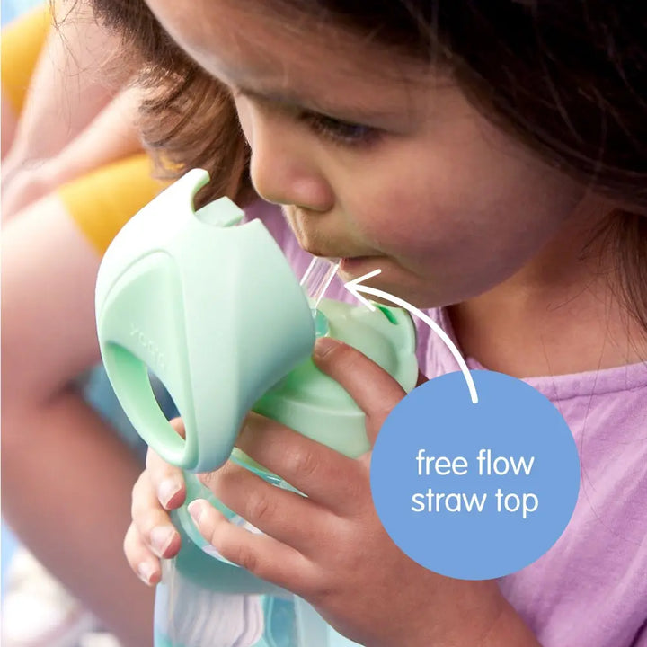B.Box Straw Drink Bottle Junior 380mL Leakproof &amp; Easy Carry Bottle for Toddlers &amp; Pre-schoolers - Free-Flowing - Spearmint Green