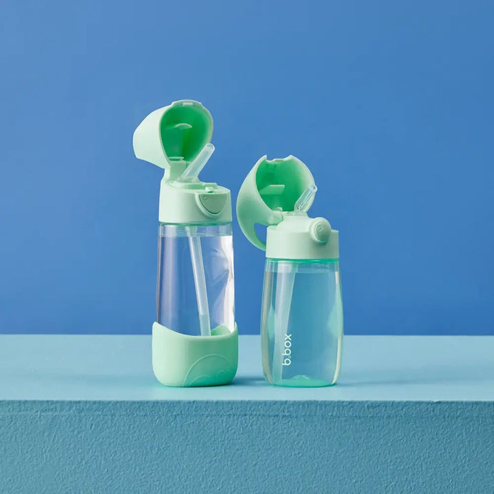 B.Box Straw Drink Bottle Junior 380mL Leakproof &amp; Easy Carry Bottle for Toddlers &amp; Pre-schoolers - Free-Flowing - Spearmint Green