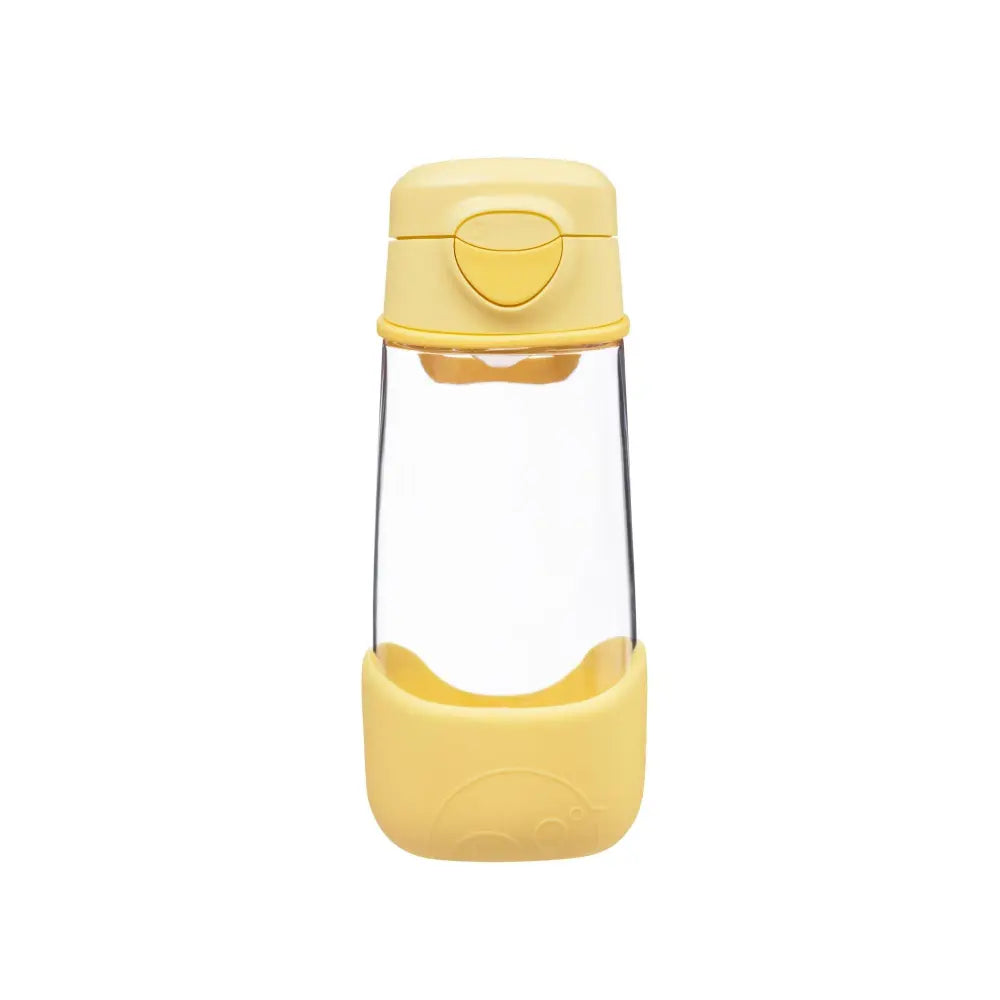B.box Flip Top Lid Spout Drink Bottle for Kids 12m+, Leak Proof &amp; Easy to Carry 450ml - Lemon Twist Yellow