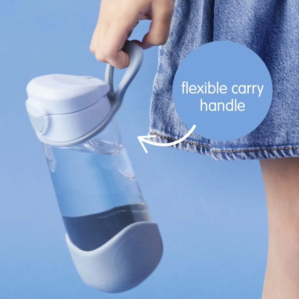 B.box Flip Top Lid Spout Drink Bottle for Kids 12m+, Leak Proof &amp; Easy to Carry 450ml - Lemon Twist Yellow