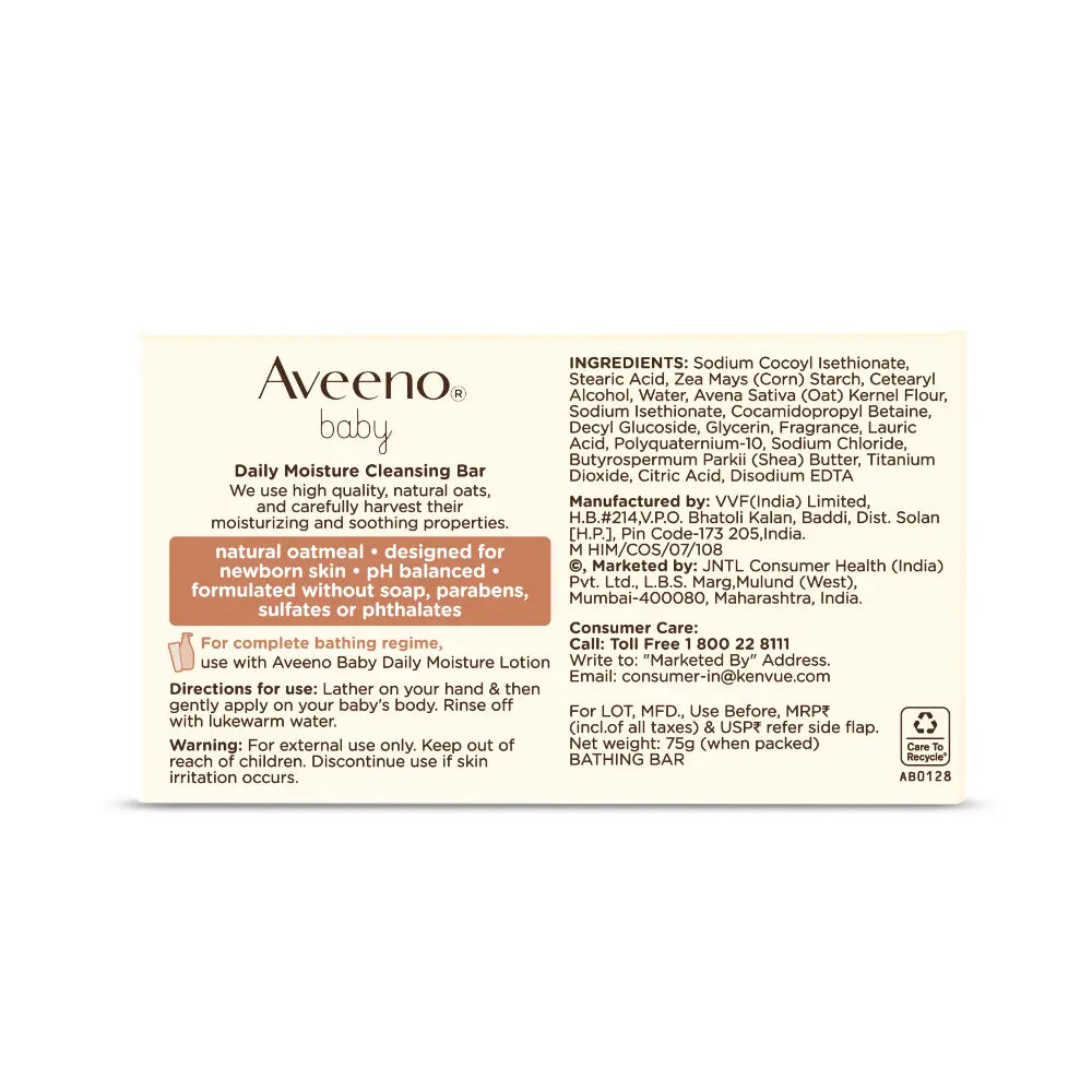 Aveeno Baby Daily Moisture Cleansing Bar - 75g