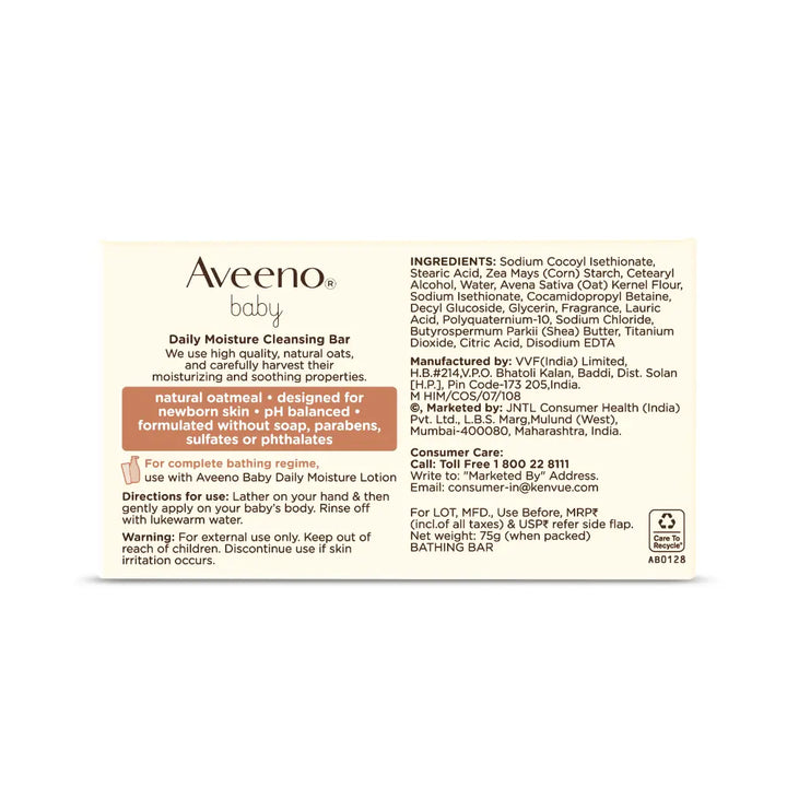 Aveeno Baby Daily Moisture Cleansing Bar - 75g