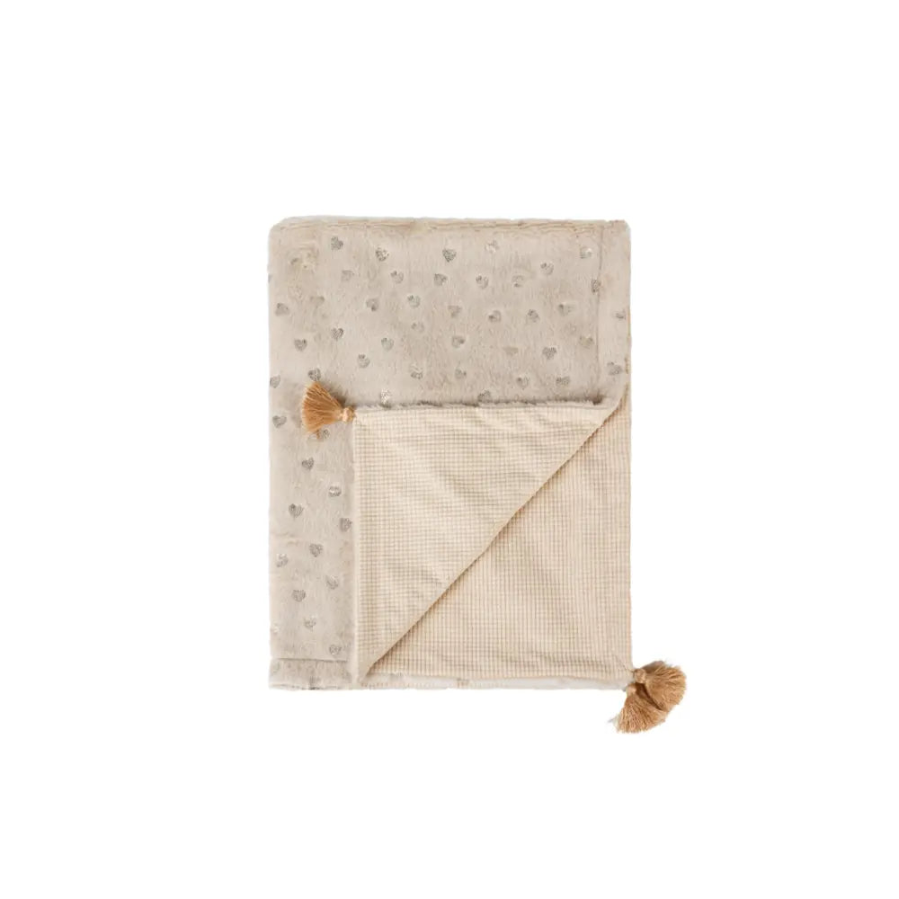 Abracadabra Reversible Beige Cloud Soft Luxe Blanket - Hearts