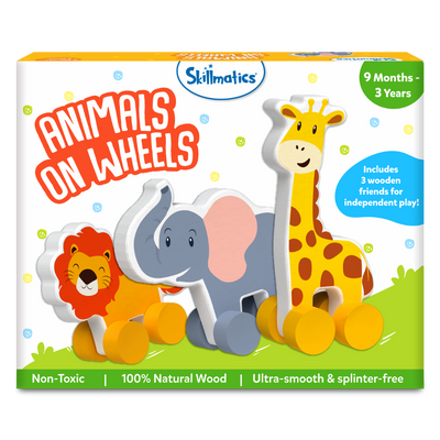 Skillmatics Wooden Animal Toys on Wheels