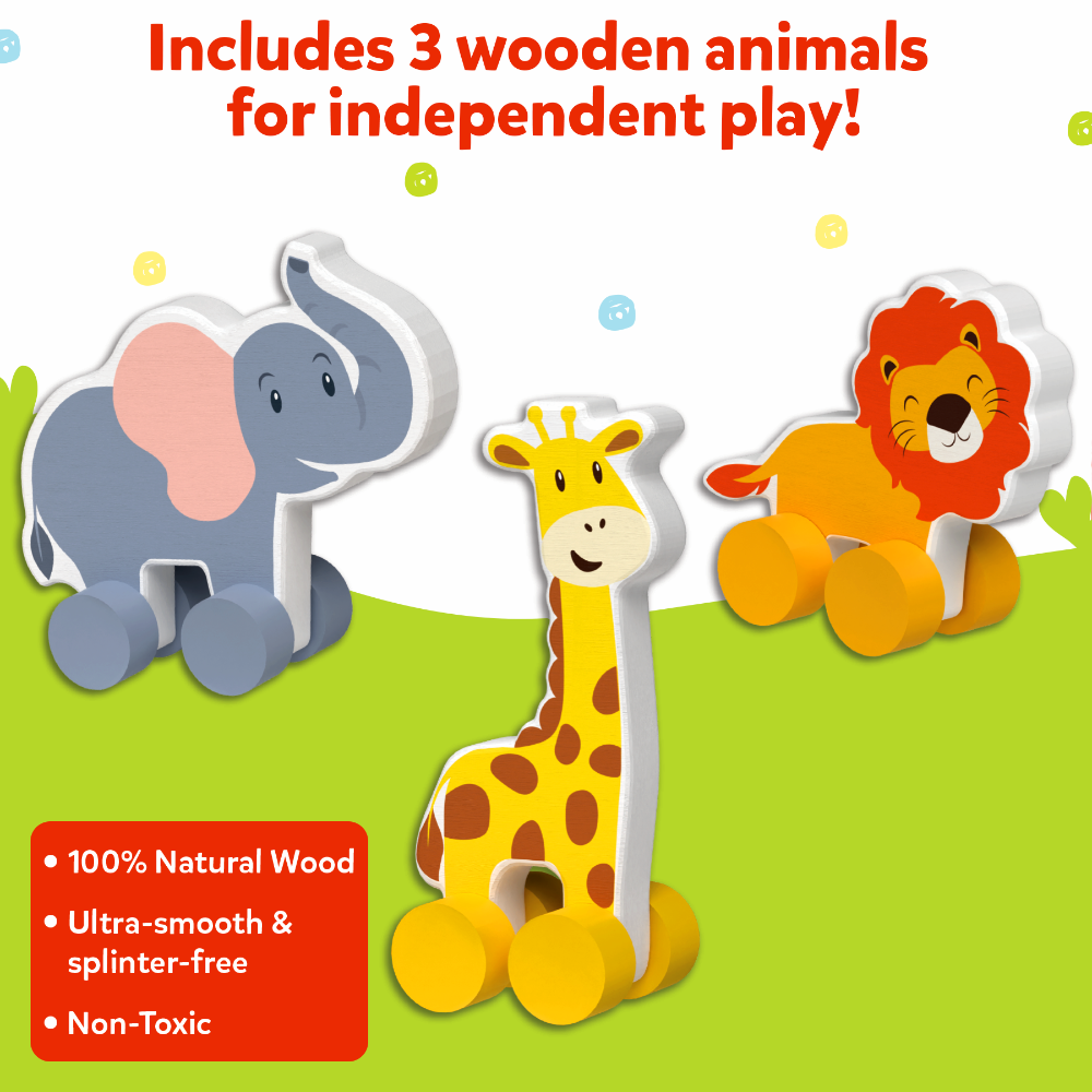 Skillmatics Wooden Animal Toys on Wheels