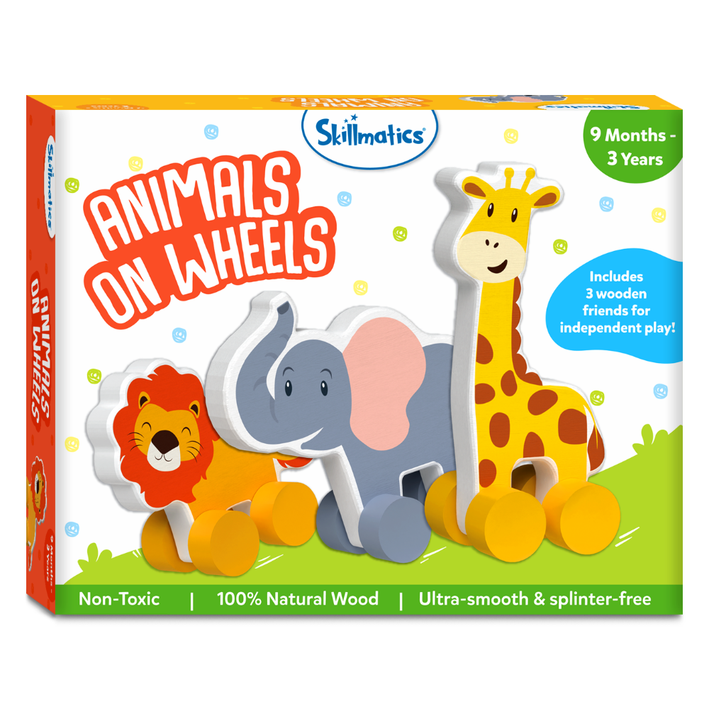 Skillmatics Wooden Animal Toys on Wheels