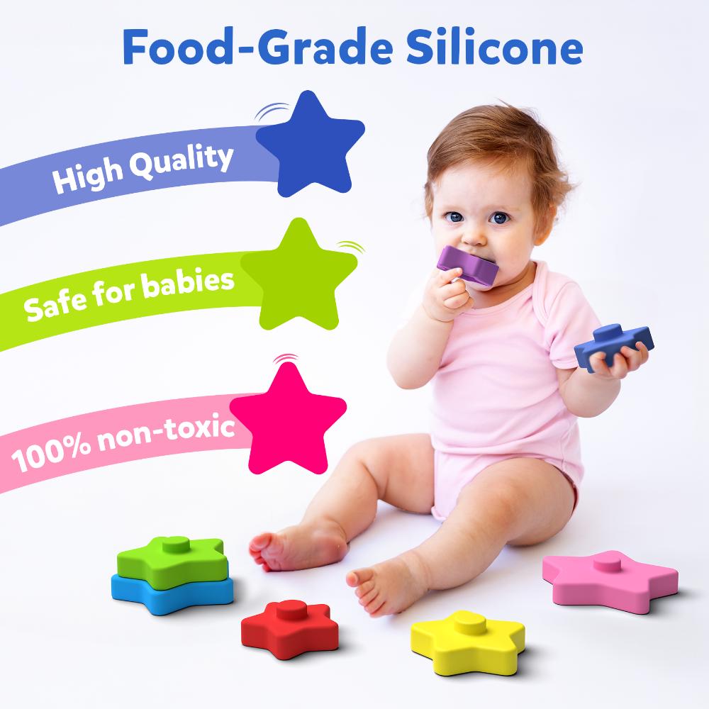 Skillmatics Silicone Stacking Toys Starry Stacker