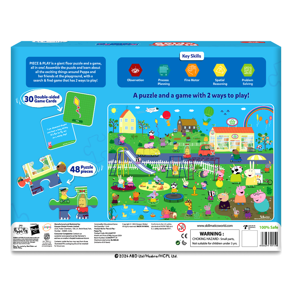 Skillmatics Peppa Pig Floor Puzzle & Game Piece & Play