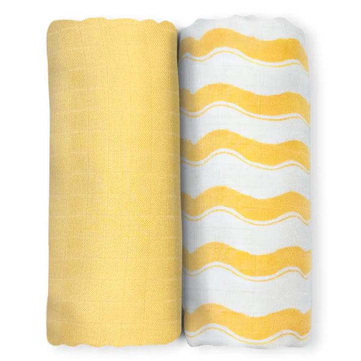 Nintara Baby Extra-Large Swaddles - 100% Organic Premium Muslin Cotton, 47" x 47" (119 cm x 119 cm), Ultra-Soft, Breathable &amp; Lightweight, Unisex, Hypoallergenic, Gifts for Newborn Babies, Pack of 2 - Sunshine Baby
