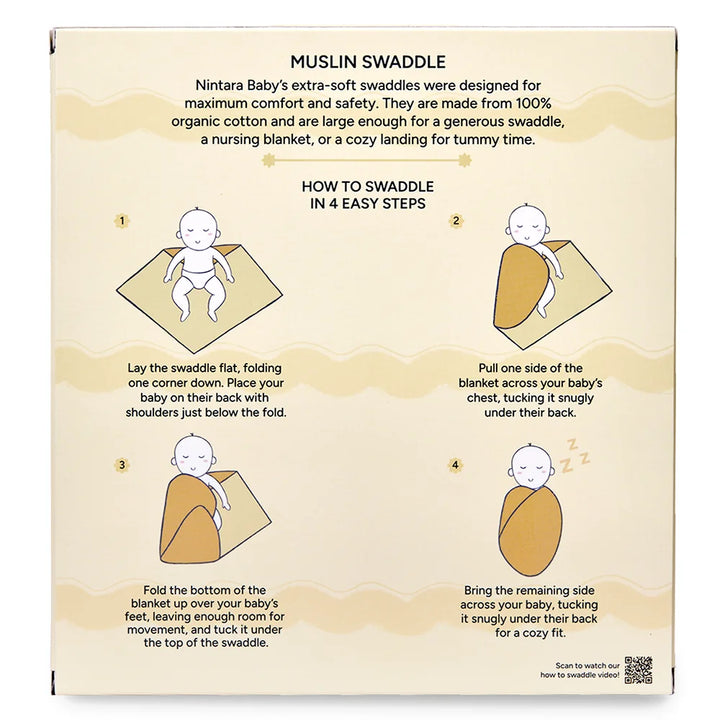 Nintara Baby Extra-Large Swaddle – Pack of 3, 47" x 47" (119 cm x 119 cm) - Sunshine Baby