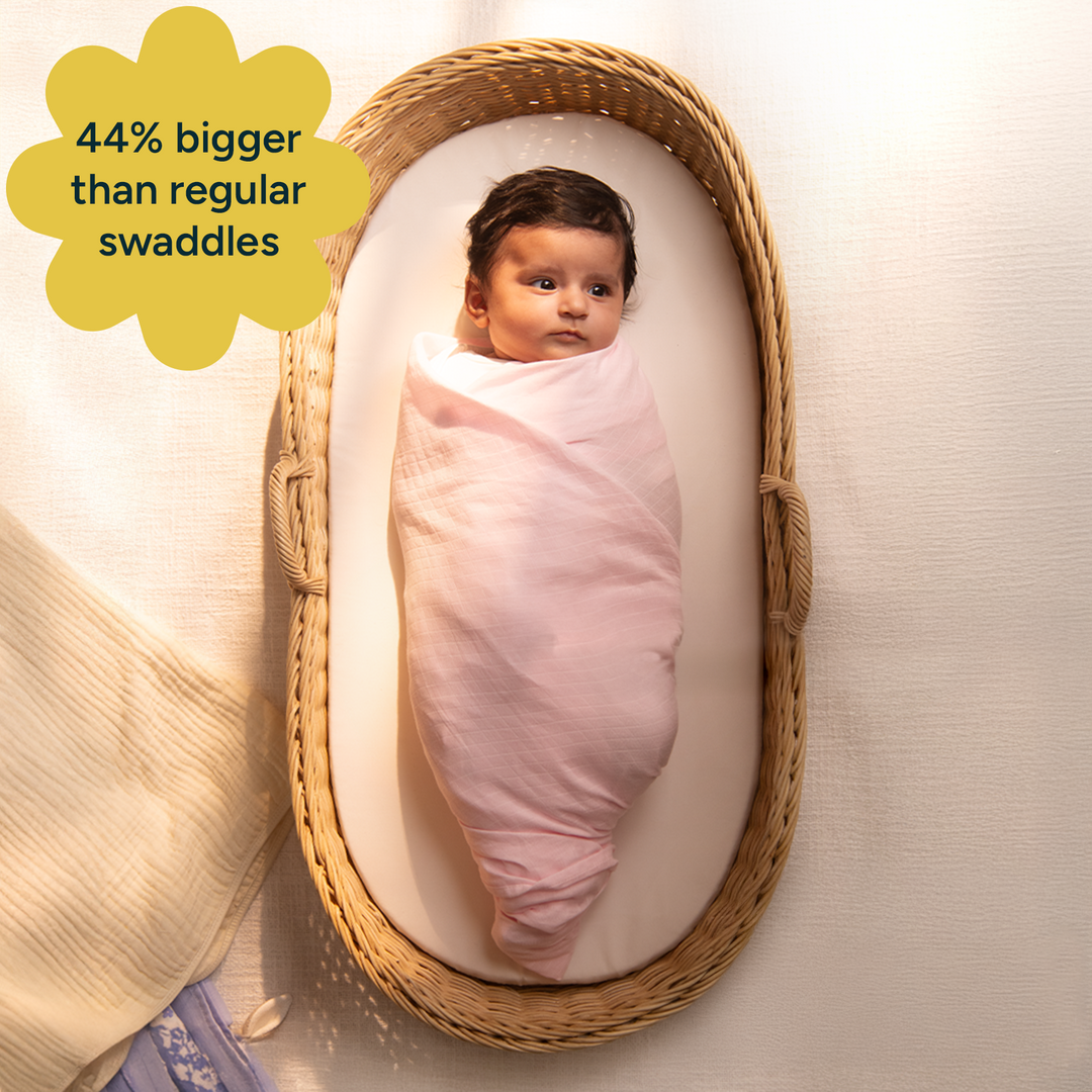 Nintara Baby Extra-Large Swaddles - 100% Organic Premium Muslin Cotton, 47" x 47" (119 cm x 119 cm), Ultra-Soft, Breathable &amp; Lightweight, Hypoallergenic, Gifts for Newborn Girls, Pack of 4 - Flower Power