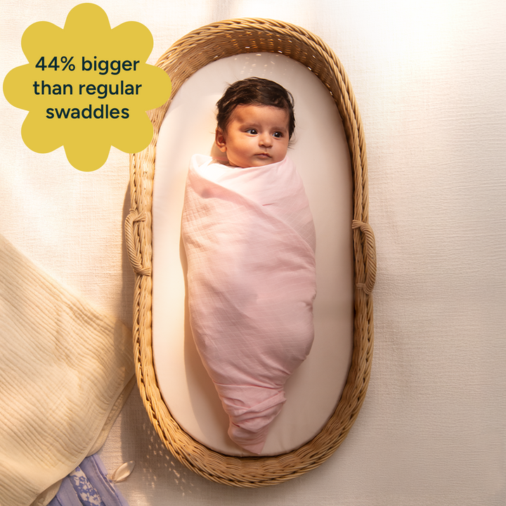 Nintara Baby Extra-Large Swaddles - 100% Organic Premium Muslin Cotton, 47" x 47" (119 cm x 119 cm), Ultra-Soft, Breathable &amp; Lightweight, Hypoallergenic, Gifts for Newborn Girls, Pack of 4 - Flower Power