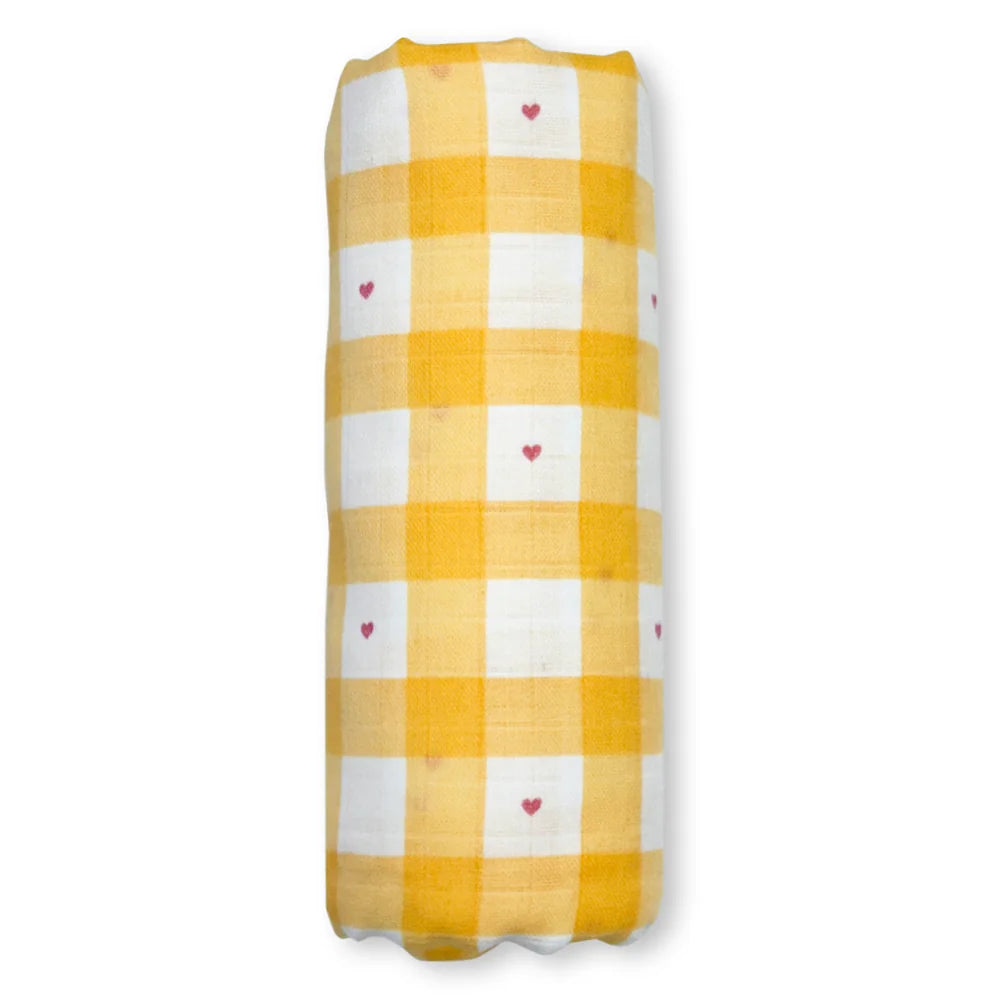 Nintara Baby Swaddle for Newborns – Organic Muslin Cotton - Sunshine Yellow