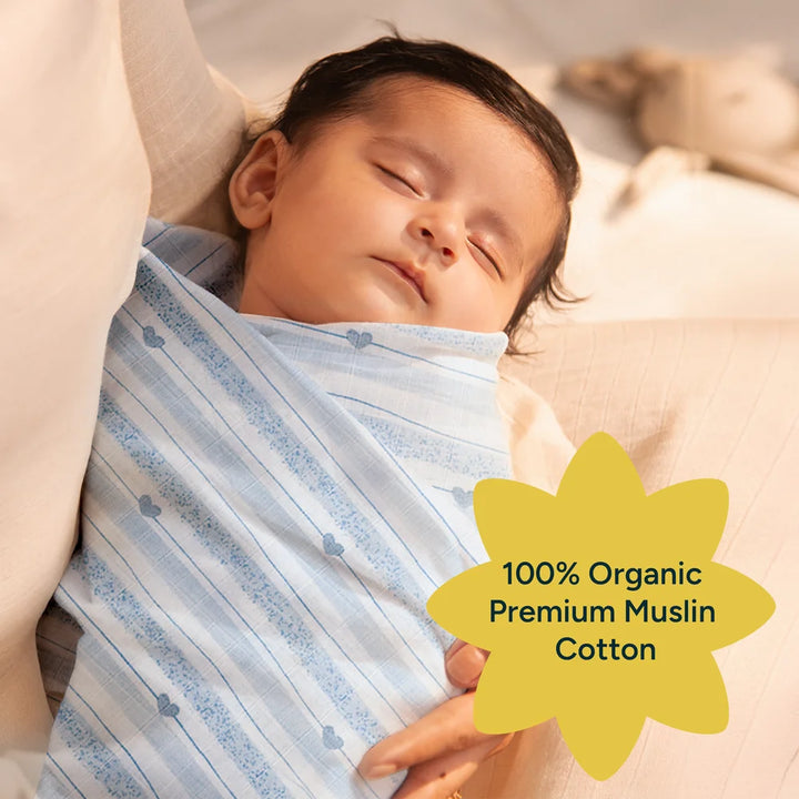 Nintara Baby Swaddle for Newborns 100% Organic Muslin Cotton - All Heart