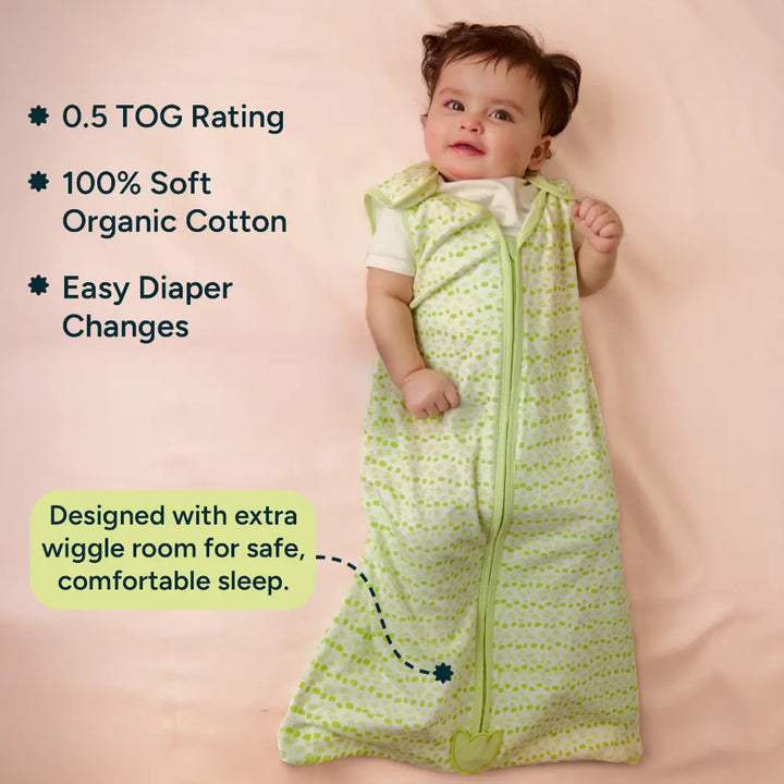 Nintara Baby 0.5 TOG Sleep Sack  -  Premium Organic Cotton, Lightweight Wearable Blanket for Newborns, Infants &amp; Toddlers (3 - 9 Months), Unisex Baby Sleeping Bag, Gifts for Babies - Forest Flutter