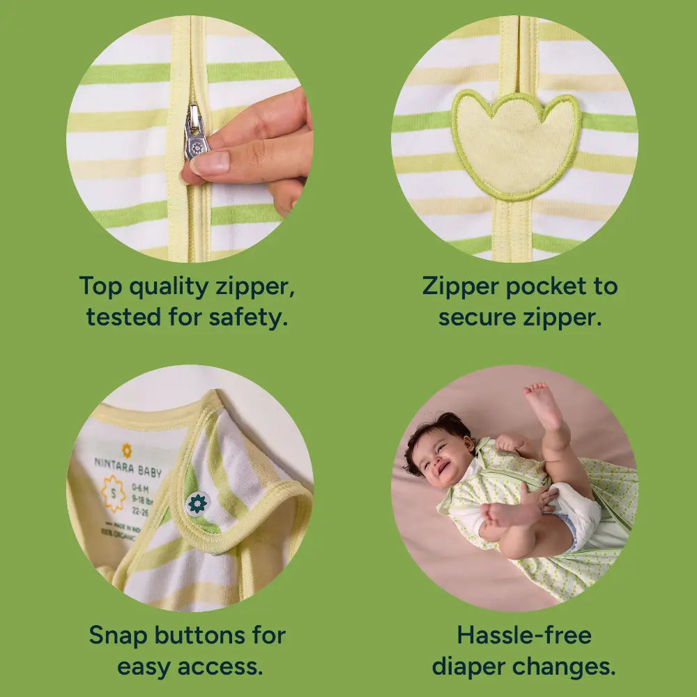 Nintara Baby 0.5 TOG Sleep Sack  -  Premium Organic Cotton, Lightweight Wearable Blanket for Newborns, Infants &amp; Toddlers (3 - 9 Months), Unisex Baby Sleeping Bag, Gifts for Babies - Forest Flutter