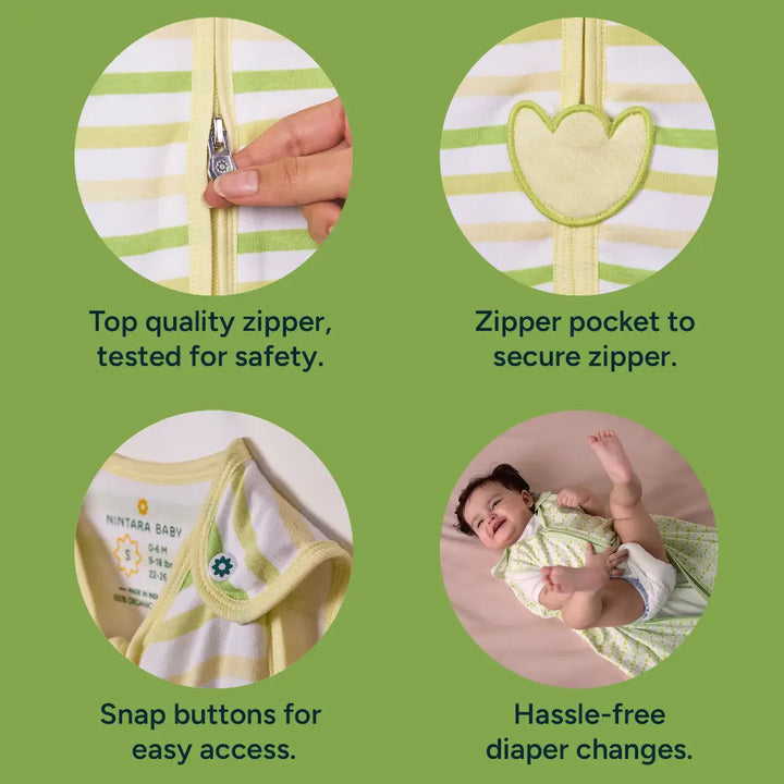 Nintara Baby 0.5 TOG Sleep Sack  -  Premium Organic Cotton, Lightweight Wearable Blanket for Newborns, Infants &amp; Toddlers (3 - 9 Months), Unisex Baby Sleeping Bag, Gifts for Babies - Forest Flutter