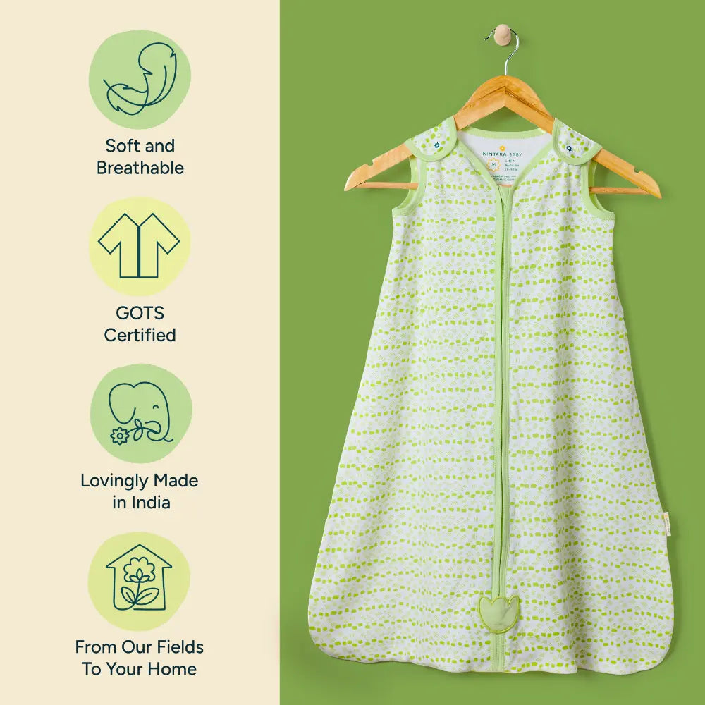 Nintara Baby 0.5 TOG Sleep Sack  -  Premium Organic Cotton, Lightweight Wearable Blanket for Newborns, Infants &amp; Toddlers (15 - 24 Months), Unisex Baby Sleeping Bag, Gifts for Babies - Forest Flutter