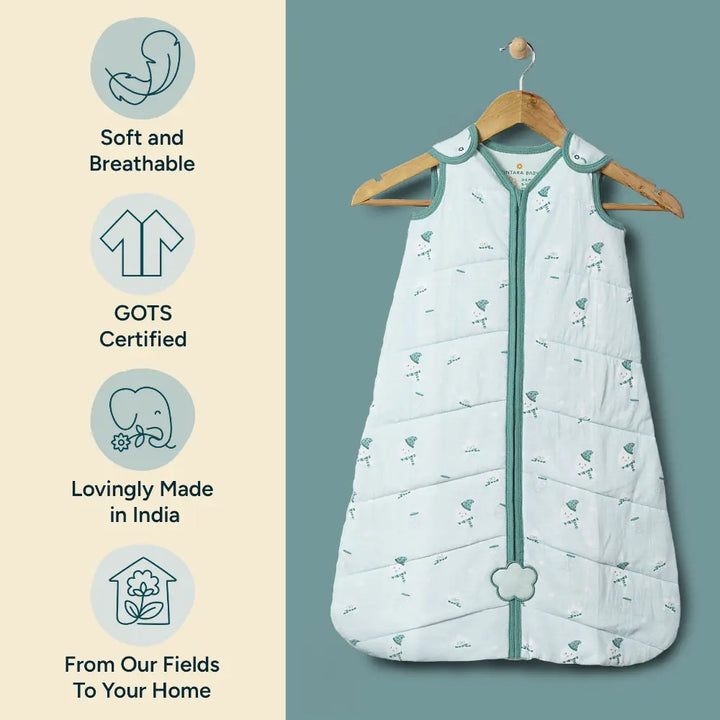 Nintara Baby 1.5 TOG Sleep Sack  -  Premium Organic Cotton, Soft, Breathable, Winter Swaddle &amp; Wearable Blanket for Newborns, Infants (12 - 18 Months), Unisex Baby Sleeping Bag, Gifts for Babies - Moonlit Magic