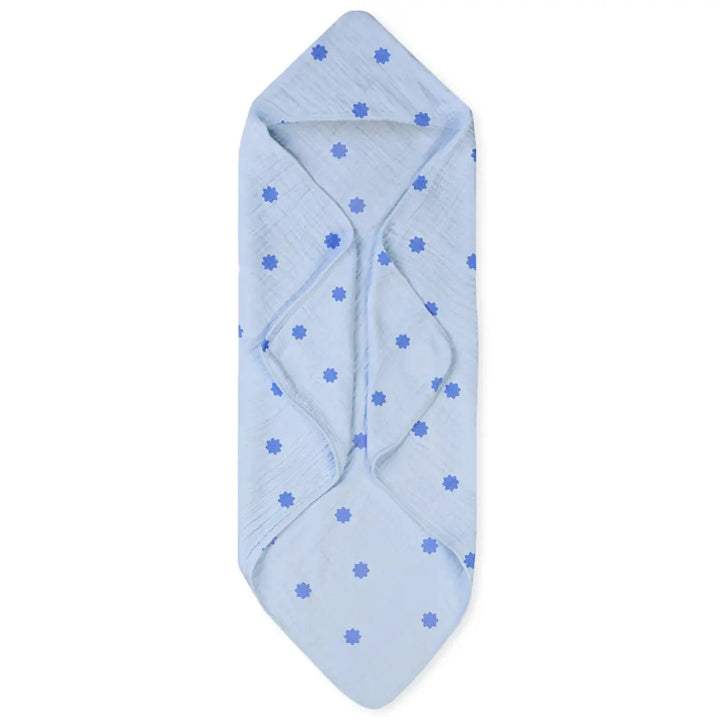 Nintara baby Hooded Towel - 100% Organic Premium Muslin Cotton, 30" x 30" (76 cm x 76 cm), Ultra - Absorbent, Soft, Breathable, Hypoallergenic, Multipurpose, Gifts for Babies &amp; Infants - Blue Stars