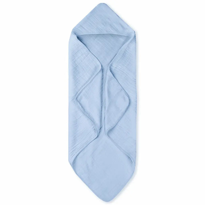 Nintara Baby Hooded Towel – 100% Organic Muslin Cotton, 30" x 30" | Blue