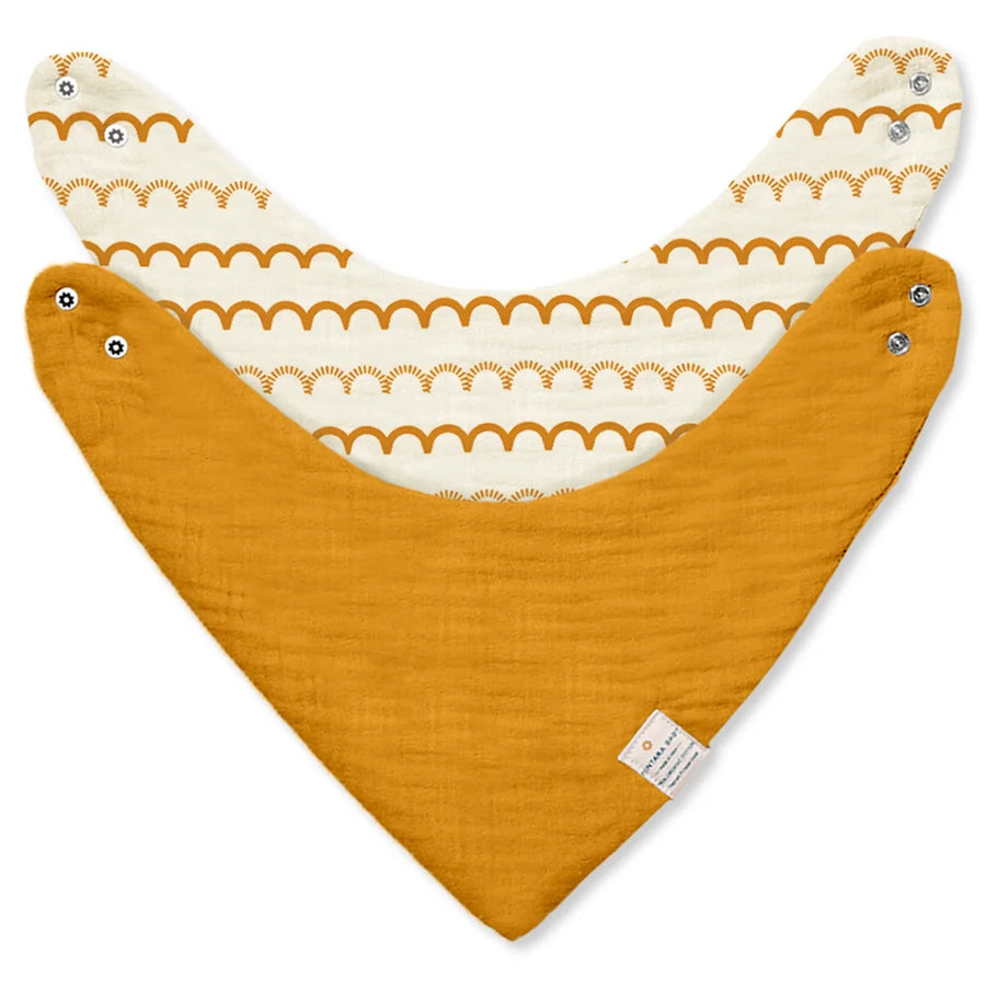 Nintara Baby Bandana Bibs – 100% Organic Muslin Cotton - Mustard