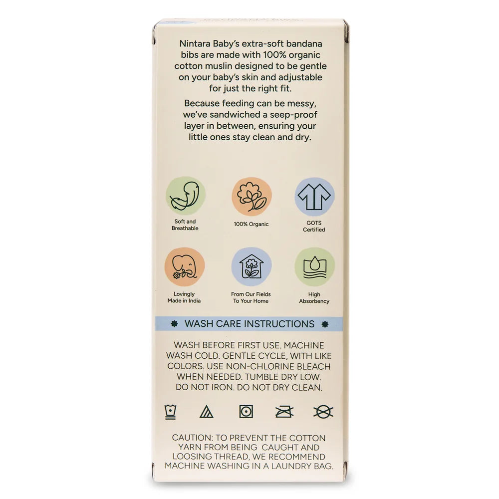 Nintara Baby Bandana Bibs – 100% Organic Muslin Cotton - Mustard