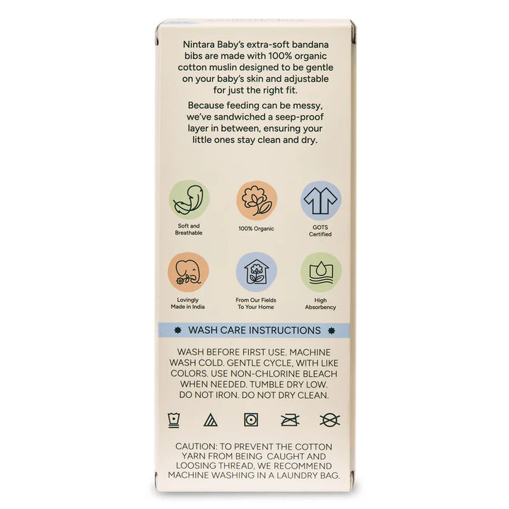 Nintara Baby Bandana Bibs – 100% Organic Muslin Cotton - Mustard