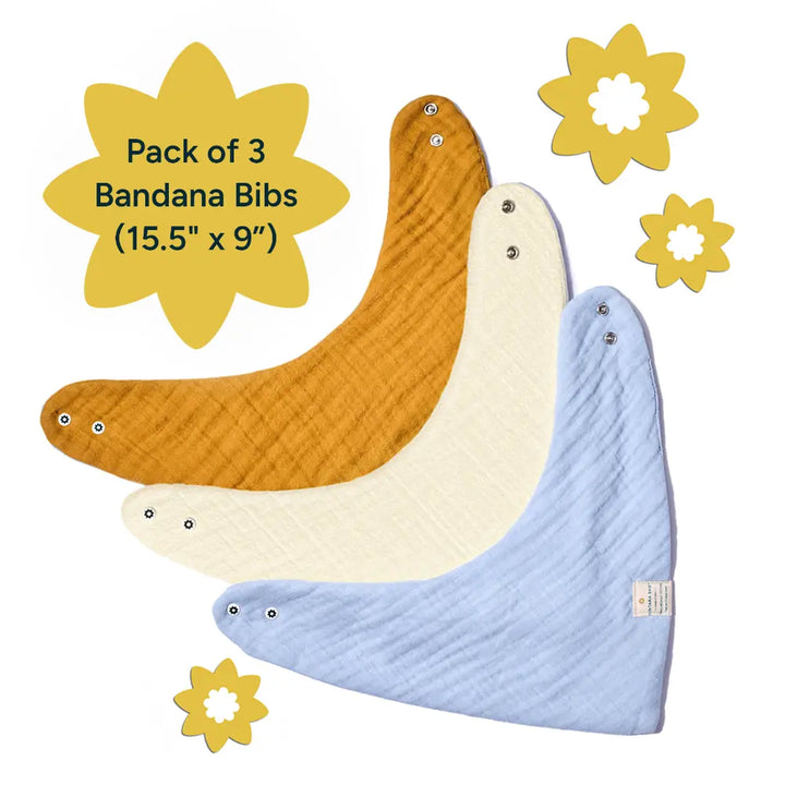 Nintara Baby Bandana Bibs – 100% Organic Muslin Cotton - Solids