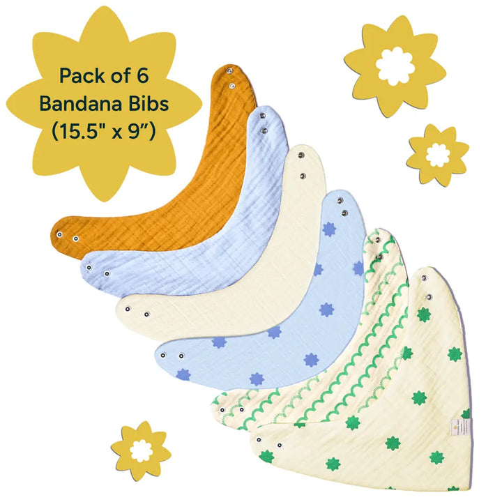 Nintara Baby Bandana Bibs – 100% Organic Muslin Cotton - Multicolour